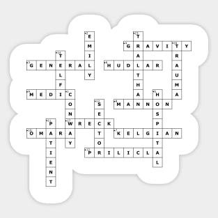 (1962HS) Crossword pattern with words from a famous 1962 science fiction book. Sticker